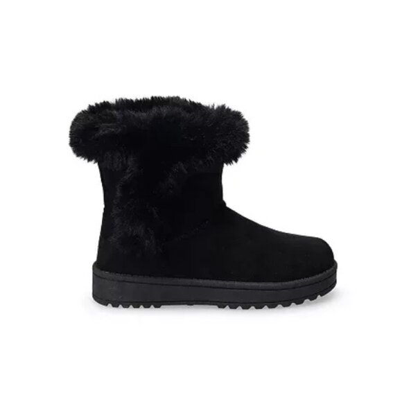 Sonoma Girls Alainaa Black Faux Fur Mid Shaft Winter Boots Size 13 Slip-On - Picture 2 of 4